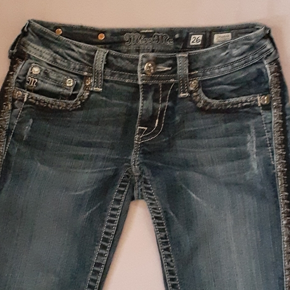 MISS ME  Bi LATERAL BORDER DOWN BOTH LEGS SKINNY JEANS, SIZE 26 - Picture 3 of 13